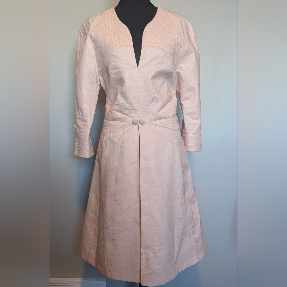Handmade Pale Pink Long Sleeve A-Line Dress